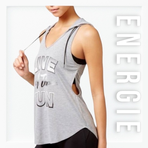 Energie Hooded Muscle Sleeveless Workout Running Shirt sz L - Picture 1 of 11